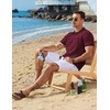 image:imageCOOFANDY Mens Knit Button Down Shirt 2025 Vintage Short Sleeve Polo Shirt Casual Beach TopsWine Red