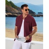 image:imageCOOFANDY Mens Knit Button Down Shirt 2025 Vintage Short Sleeve Polo Shirt Casual Beach TopsWine Red
