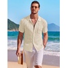 image:imageCOOFANDY Mens Knit Button Down Shirt Short Sleeve Vintage Polo Shirts Summer Casual Beach TopsBeige