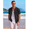 image:imageCOOFANDY Mens Knit Button Down Shirt Short Sleeve Vintage Polo Shirts Summer Casual Beach TopsBlack