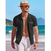 image:imageCOOFANDY Mens Knit Button Down Shirt Short Sleeve Vintage Polo Shirts Summer Casual Beach TopsBlackwhite