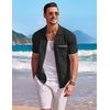 image:imageCOOFANDY Mens Knit Button Down Shirt Short Sleeve Vintage Polo Shirts Summer Casual Beach TopsBlackwhite