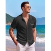 image:imageCOOFANDY Mens Knit Button Down Shirt Short Sleeve Vintage Polo Shirts Summer Casual Beach TopsBlackwhite