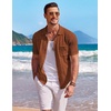 image:imageCOOFANDY Mens Knit Button Down Shirt Short Sleeve Vintage Polo Shirts Summer Casual Beach TopsCaramel