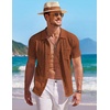 image:imageCOOFANDY Mens Knit Button Down Shirt Short Sleeve Vintage Polo Shirts Summer Casual Beach TopsCaramel