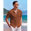 image:imageCOOFANDY Mens Knit Button Down Shirt Short Sleeve Vintage Polo Shirts Summer Casual Beach TopsCaramel