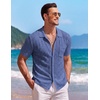 image:imageCOOFANDY Mens Knit Button Down Shirt Short Sleeve Vintage Polo Shirts Summer Casual Beach TopsDeep Blue