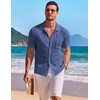image:imageCOOFANDY Mens Knit Button Down Shirt Short Sleeve Vintage Polo Shirts Summer Casual Beach TopsDeep Blue