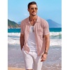 image:imageCOOFANDY Mens Knit Button Down Shirt Short Sleeve Vintage Polo Shirts Summer Casual Beach TopsDusty Pink