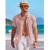 image:imageCOOFANDY Mens Knit Button Down Shirt Short Sleeve Vintage Polo Shirts Summer Casual Beach TopsDusty Pink