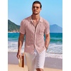 image:imageCOOFANDY Mens Knit Button Down Shirt Short Sleeve Vintage Polo Shirts Summer Casual Beach TopsDusty Pink