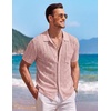 image:imageCOOFANDY Mens Knit Button Down Shirt Short Sleeve Vintage Polo Shirts Summer Casual Beach TopsDusty Pink