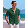 image:imageCOOFANDY Mens Knit Button Down Shirt Short Sleeve Vintage Polo Shirts Summer Casual Beach TopsGreen