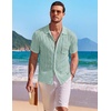 image:imageCOOFANDY Mens Knit Button Down Shirt Short Sleeve Vintage Polo Shirts Summer Casual Beach TopsIce Green