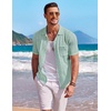 image:imageCOOFANDY Mens Knit Button Down Shirt Short Sleeve Vintage Polo Shirts Summer Casual Beach TopsIce Green