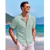 image:imageCOOFANDY Mens Knit Button Down Shirt Short Sleeve Vintage Polo Shirts Summer Casual Beach TopsIce Green