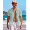 image:imageCOOFANDY Mens Knit Button Down Shirt Short Sleeve Vintage Polo Shirts Summer Casual Beach TopsIce Green