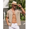 image:imageCOOFANDY Mens Knit Button Down Shirt Short Sleeve Vintage Polo Shirts Summer Casual Beach TopsKhaki