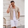 image:imageCOOFANDY Mens Knit Button Down Shirt Short Sleeve Vintage Polo Shirts Summer Casual Beach TopsKhaki