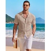image:imageCOOFANDY Mens Knit Button Down Shirt Short Sleeve Vintage Polo Shirts Summer Casual Beach TopsKhaki