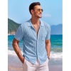 image:imageCOOFANDY Mens Knit Button Down Shirt Short Sleeve Vintage Polo Shirts Summer Casual Beach TopsLight Blue