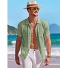image:imageCOOFANDY Mens Knit Button Down Shirt Short Sleeve Vintage Polo Shirts Summer Casual Beach TopsLight Green