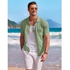 image:imageCOOFANDY Mens Knit Button Down Shirt Short Sleeve Vintage Polo Shirts Summer Casual Beach TopsLight Green
