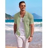image:imageCOOFANDY Mens Knit Button Down Shirt Short Sleeve Vintage Polo Shirts Summer Casual Beach TopsLight Greenwhite