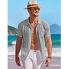 image:imageCOOFANDY Mens Knit Button Down Shirt Short Sleeve Vintage Polo Shirts Summer Casual Beach TopsLight Grey