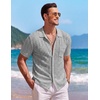 image:imageCOOFANDY Mens Knit Button Down Shirt Short Sleeve Vintage Polo Shirts Summer Casual Beach TopsLight Grey