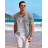 image:imageCOOFANDY Mens Knit Button Down Shirt Short Sleeve Vintage Polo Shirts Summer Casual Beach TopsLight Grey