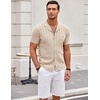 image:imageCOOFANDY Mens Knit Button Down Shirt Short Sleeve Vintage Polo Shirts Summer Casual Beach TopsLight Khaki