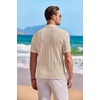 image:imageCOOFANDY Mens Knit Button Down Shirt Short Sleeve Vintage Polo Shirts Summer Casual Beach TopsLight Khaki