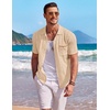 image:imageCOOFANDY Mens Knit Button Down Shirt Short Sleeve Vintage Polo Shirts Summer Casual Beach TopsLight Khakibrown