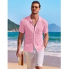 image:imageCOOFANDY Mens Knit Button Down Shirt Short Sleeve Vintage Polo Shirts Summer Casual Beach TopsLight Pink