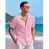 image:imageCOOFANDY Mens Knit Button Down Shirt Short Sleeve Vintage Polo Shirts Summer Casual Beach TopsLight Pink