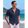 image:imageCOOFANDY Mens Knit Button Down Shirt Short Sleeve Vintage Polo Shirts Summer Casual Beach TopsNavy Blue