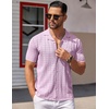 image:imageCOOFANDY Mens Knit Button Down Shirt Short Sleeve Vintage Polo Shirts Summer Casual Beach TopsPink