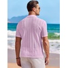 image:imageCOOFANDY Mens Knit Button Down Shirt Short Sleeve Vintage Polo Shirts Summer Casual Beach TopsPink