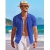 image:imageCOOFANDY Mens Knit Button Down Shirt Short Sleeve Vintage Polo Shirts Summer Casual Beach TopsSky Blue