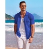 image:imageCOOFANDY Mens Knit Button Down Shirt Short Sleeve Vintage Polo Shirts Summer Casual Beach TopsSky Blue