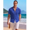 image:imageCOOFANDY Mens Knit Button Down Shirt Short Sleeve Vintage Polo Shirts Summer Casual Beach TopsSky Blue