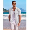 image:imageCOOFANDY Mens Knit Button Down Shirt Short Sleeve Vintage Polo Shirts Summer Casual Beach TopsWhite