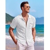 image:imageCOOFANDY Mens Knit Button Down Shirt Short Sleeve Vintage Polo Shirts Summer Casual Beach TopsWhitebrown