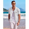 image:imageCOOFANDY Mens Knit Button Down Shirt Short Sleeve Vintage Polo Shirts Summer Casual Beach TopsWhitebrown