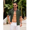 image:imageCOOFANDY Mens Knit Button Down Shirt Vintage Short Sleeve Polo Shirts Casual Beach TopsArmy Green