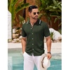 image:imageCOOFANDY Mens Knit Button Down Shirt Vintage Short Sleeve Polo Shirts Casual Beach TopsArmy Green
