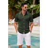 image:imageCOOFANDY Mens Knit Button Down Shirt Vintage Short Sleeve Polo Shirts Casual Beach TopsArmy Green