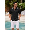 image:imageCOOFANDY Mens Knit Button Down Shirt Vintage Short Sleeve Polo Shirts Casual Beach TopsBlack