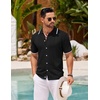 image:imageCOOFANDY Mens Knit Button Down Shirt Vintage Short Sleeve Polo Shirts Casual Beach TopsBlack